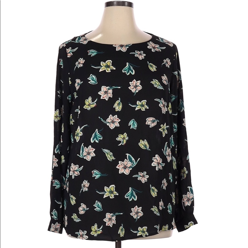 Pleione Black Floral Blouse